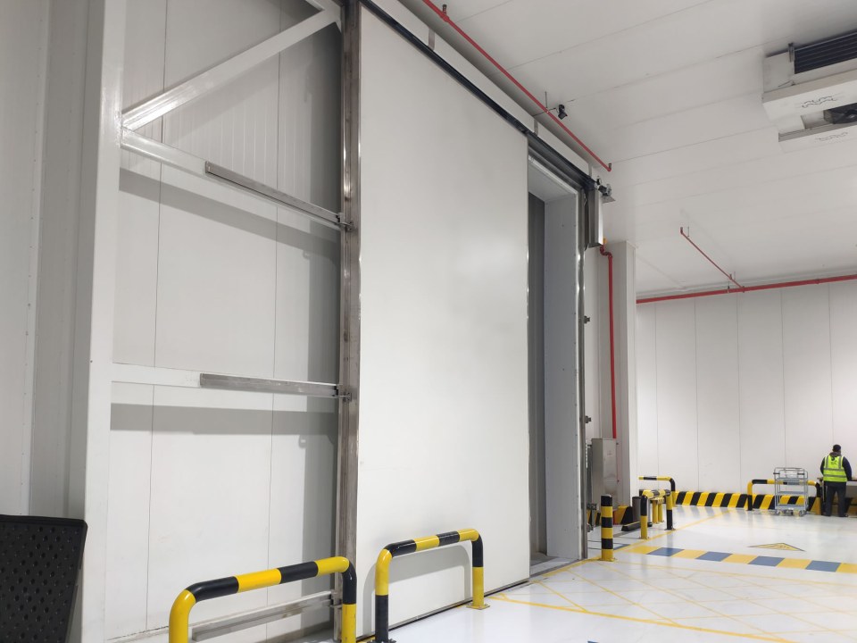 Fire rated hinged and electric sliding cold storage door for a pharmaceutical company in Saudi Arabia. Fire rated hinged and electric sliding cold storage door for a pharmaceutical company in Saudi Arabia.